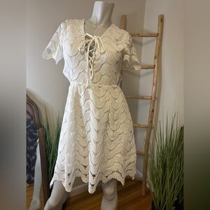 J.O.A Los Angeles White Laced-Up Dress Small